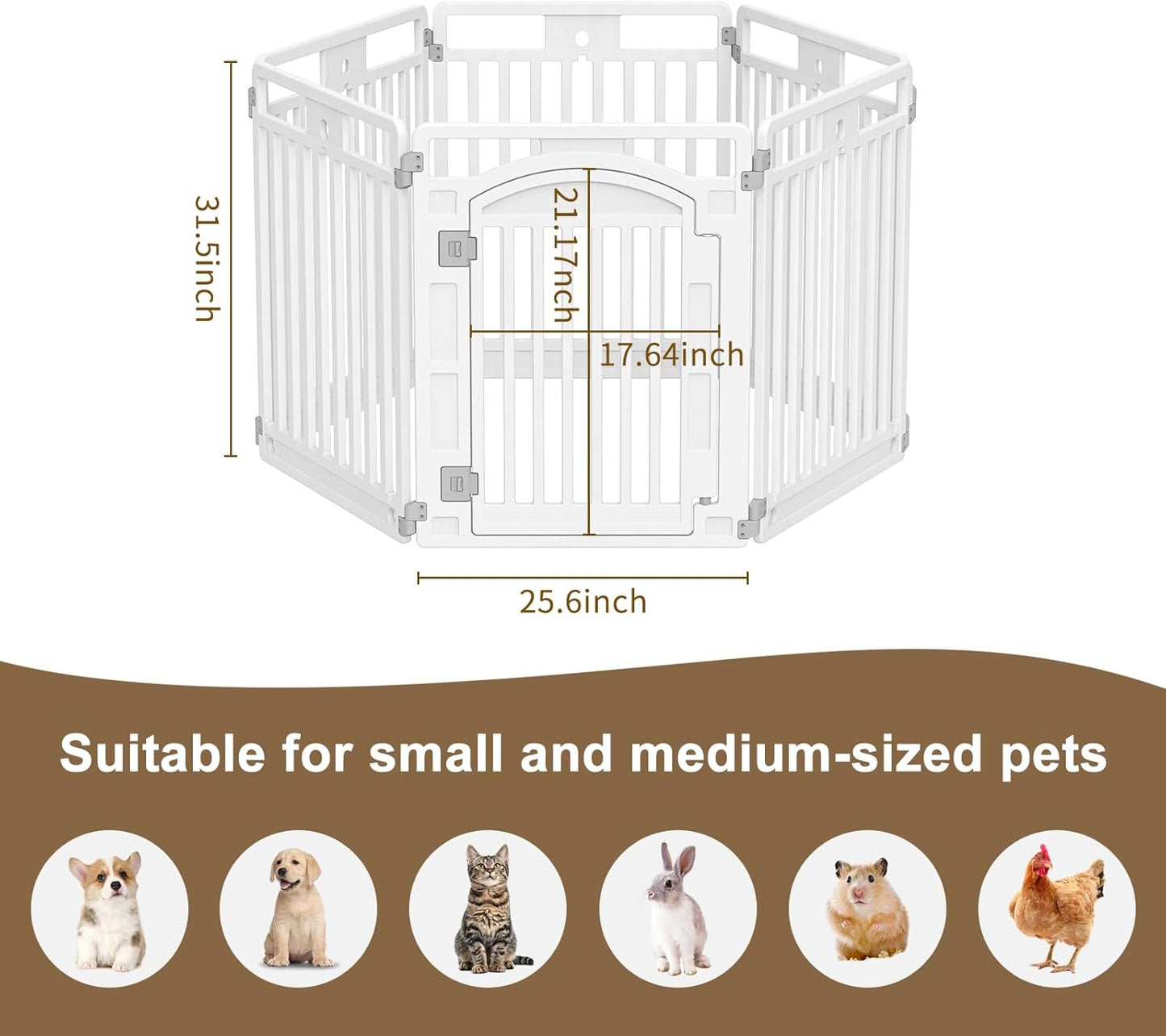 Pet Playpen with Door Dog Foldable Puppy Playpen for Puppies and Small Dogs 6-Panels Easy Assemble Easy Storing for Indoor and Outdoor (6 Panels)
