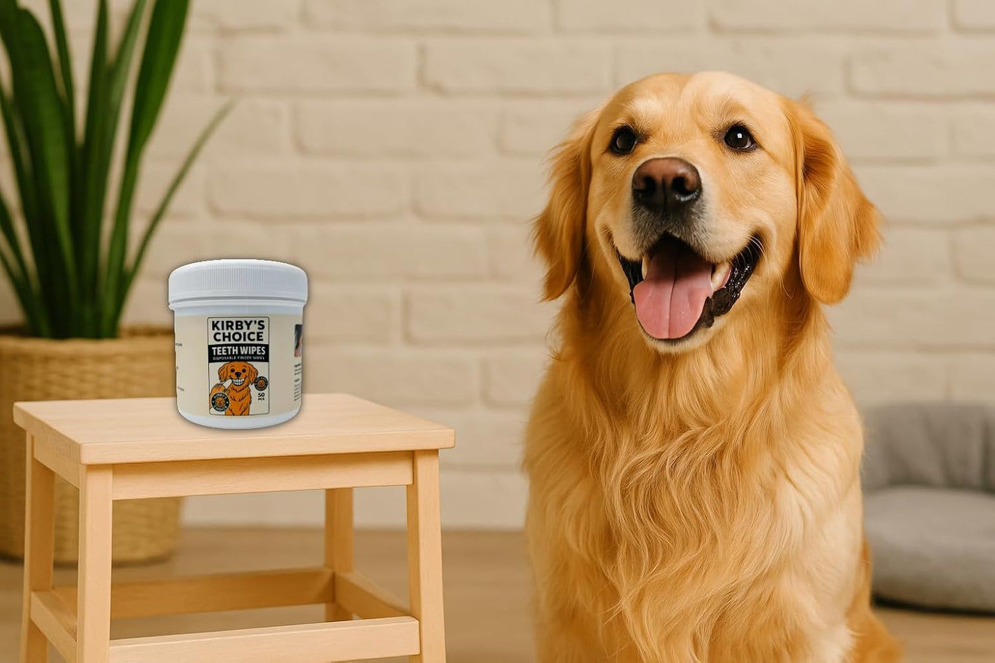 Kirby's Choice Pet Wipes 50 Ct Canister – Dog & Pet Finger Wipes for Teeth & Ears – Gentle Grooming Wipes for Oral Care & Ear Cleaning – Safe, Durable & Easy to Use (Teeth)