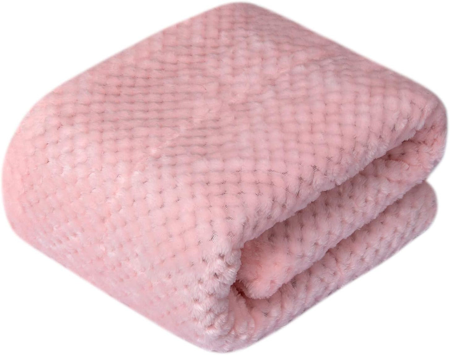 DG Plush Fleece Receiving Blanket for Dog, Cat, Pet - Warm & Soft, Couch, Sofa, Travel & Outdoor, Camping (24" x 32"), Baby Pink