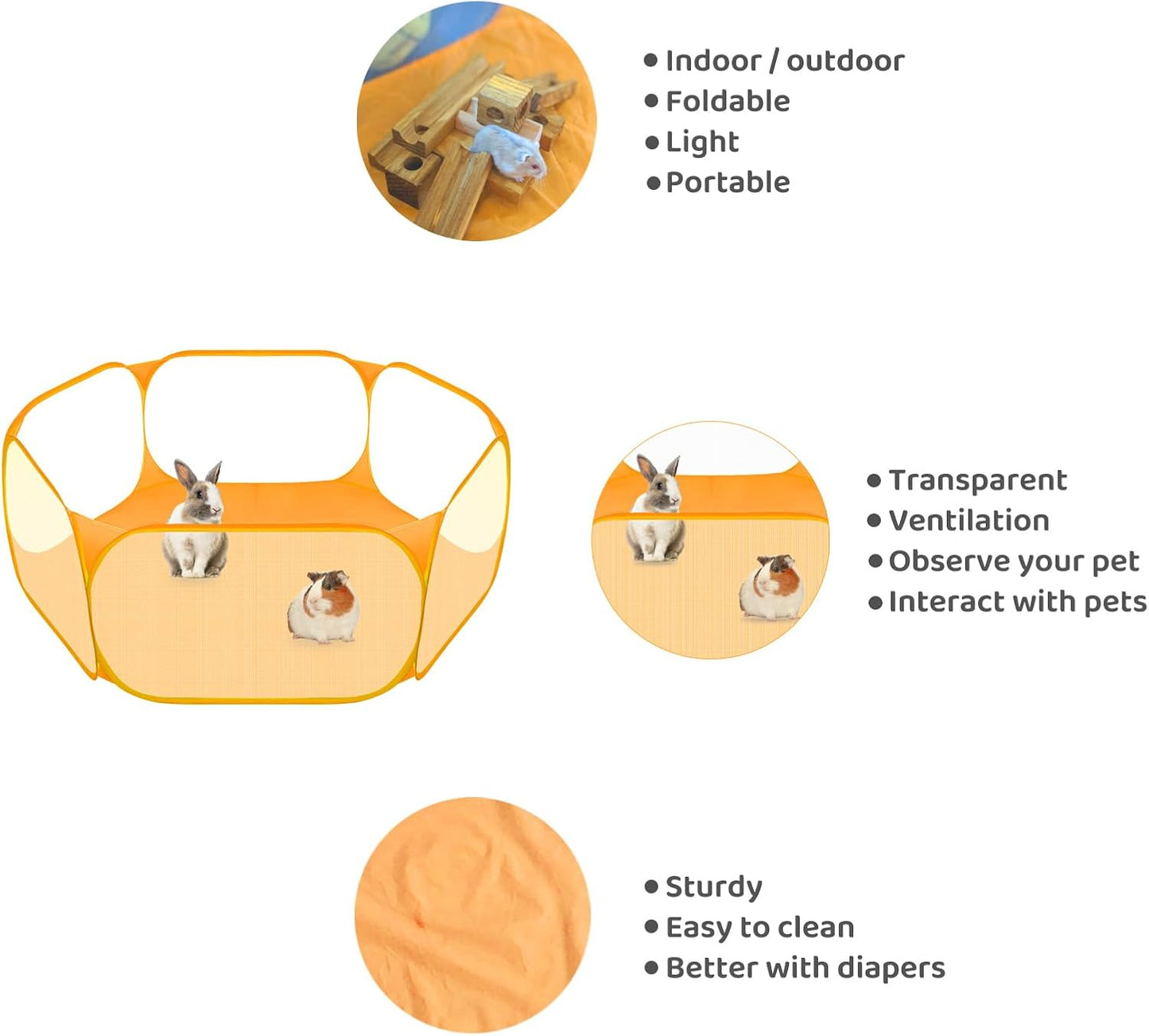 Amakunft Small Animals C&C Cage Tent, Breathable & Transparent Pet Playpen Pop Open Outdoor/Indoor Exercise Fence, Portable Yard Fence for Guinea Pig, Rabbits, Hamster, Chinchillas and Hedgehogs
