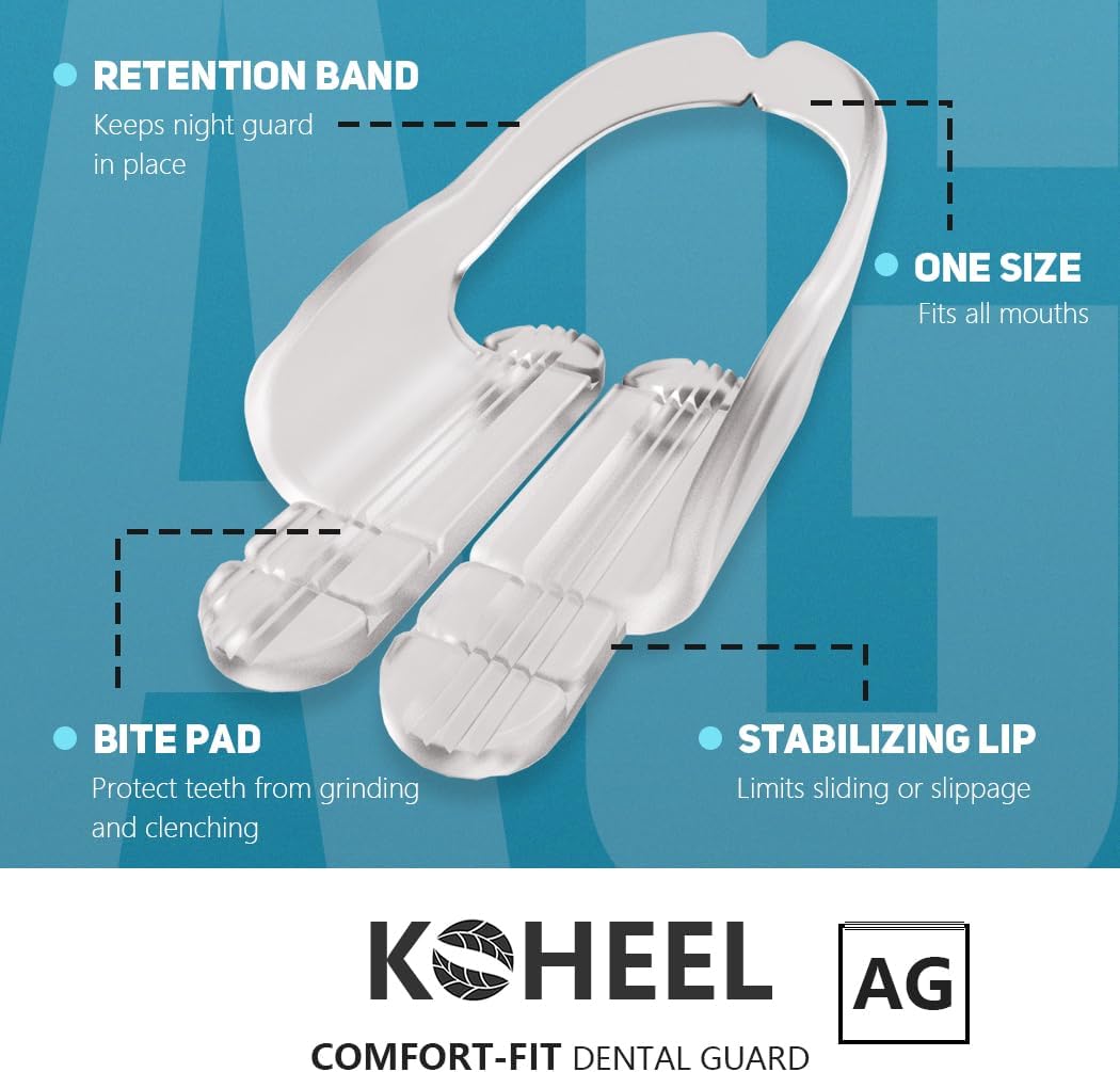 KOHEEL Adjustable Mouth Guard for Teeth Grinding and Clenching, Comfort-Fit Night Guard, One Size Fits All, Stop Bruxism Dental Guard (12 Count)