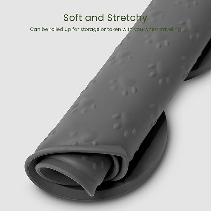 Dog Food Mat Anti-Slip Silicone Dog Bowl Mat Thicker Pet Placemat Waterproof Cat Feeder Pad with Raised Edge Puppy Kitten Feeding Mats Suitable Small Medium-Sized Dogs Cats Eating Tray