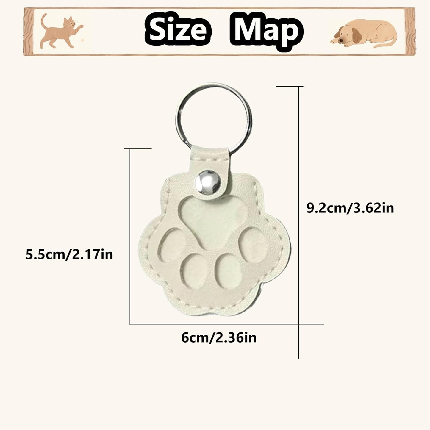 dog fur keepsake keychain cute pet paw shaped leather keychain for dog&cat hair keepsake