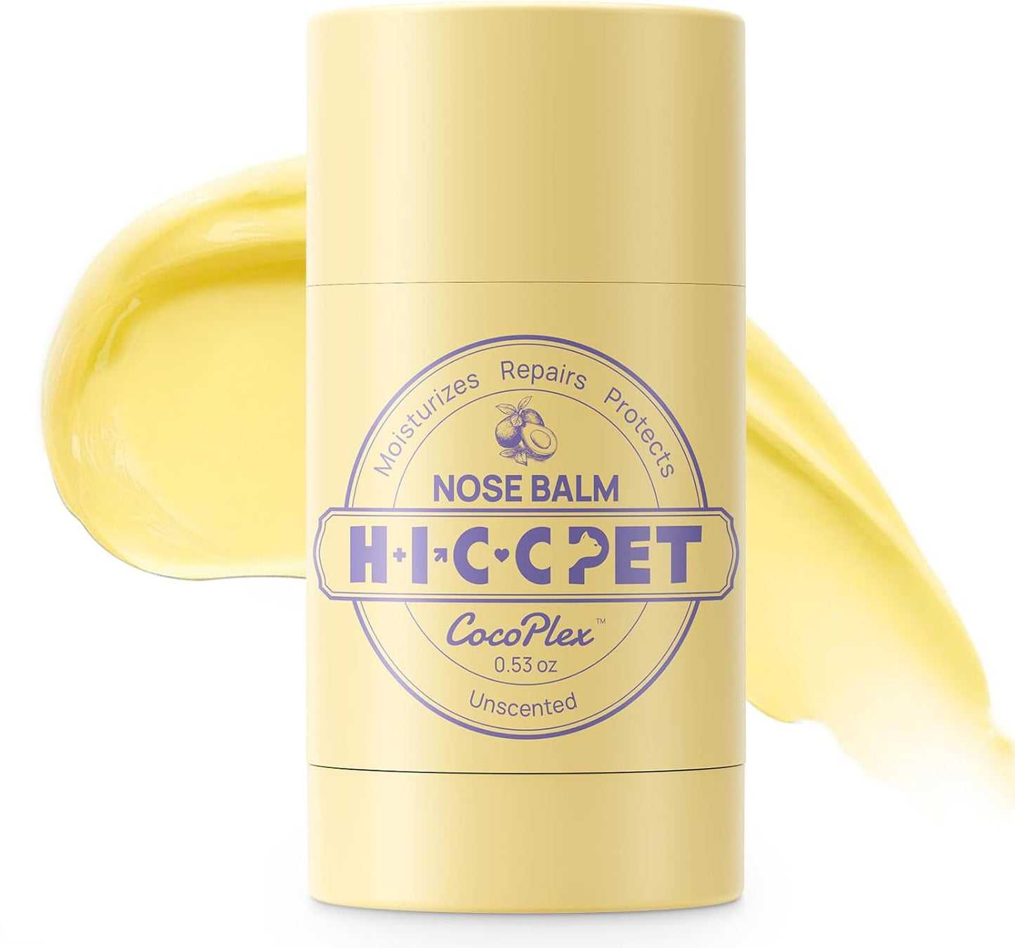 HICC PET Paw & Nose Balm for Dogs and Cats, Vet-Recommended Moisturizes, Repairs, and Soothes Dry, Cracked Nose & Paws, All-Natural Dog Elbow Butter with Fermented Coconut Oil for Daily Care, 0.53oz
