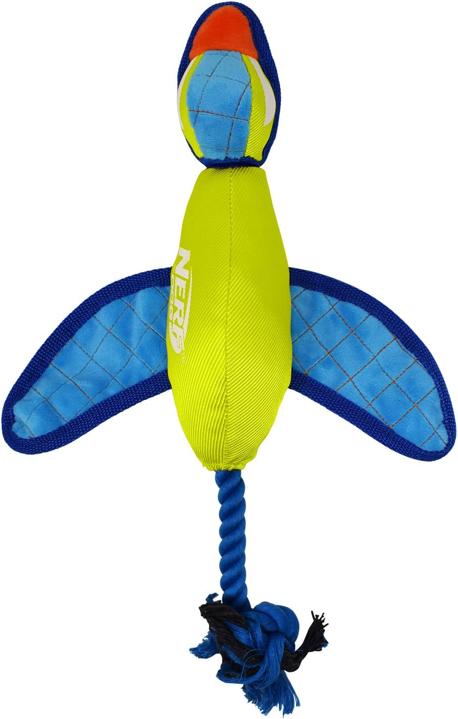 Nerf Dog 16.5in Nylon Ultraplush Crinkle Wing Launching Duck Dog Toy - Green/Light Blue
