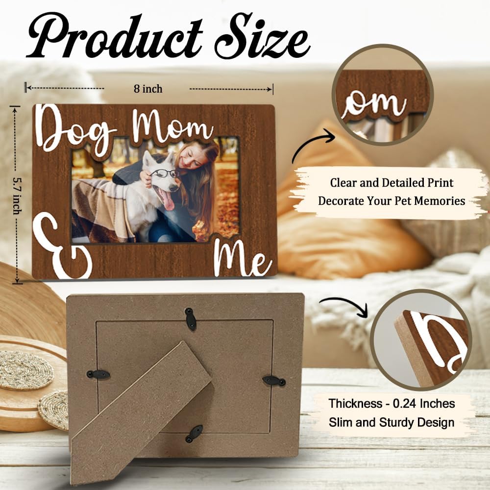 Dog Mom and Me Wooden Picture Frames Present for Dog Lover Pet Owner Women Girls Friends Puppy Memorial Keepsake Home Office Living Room Tabletop Decor Picture Picture Frames 4x6 Photo - YY016