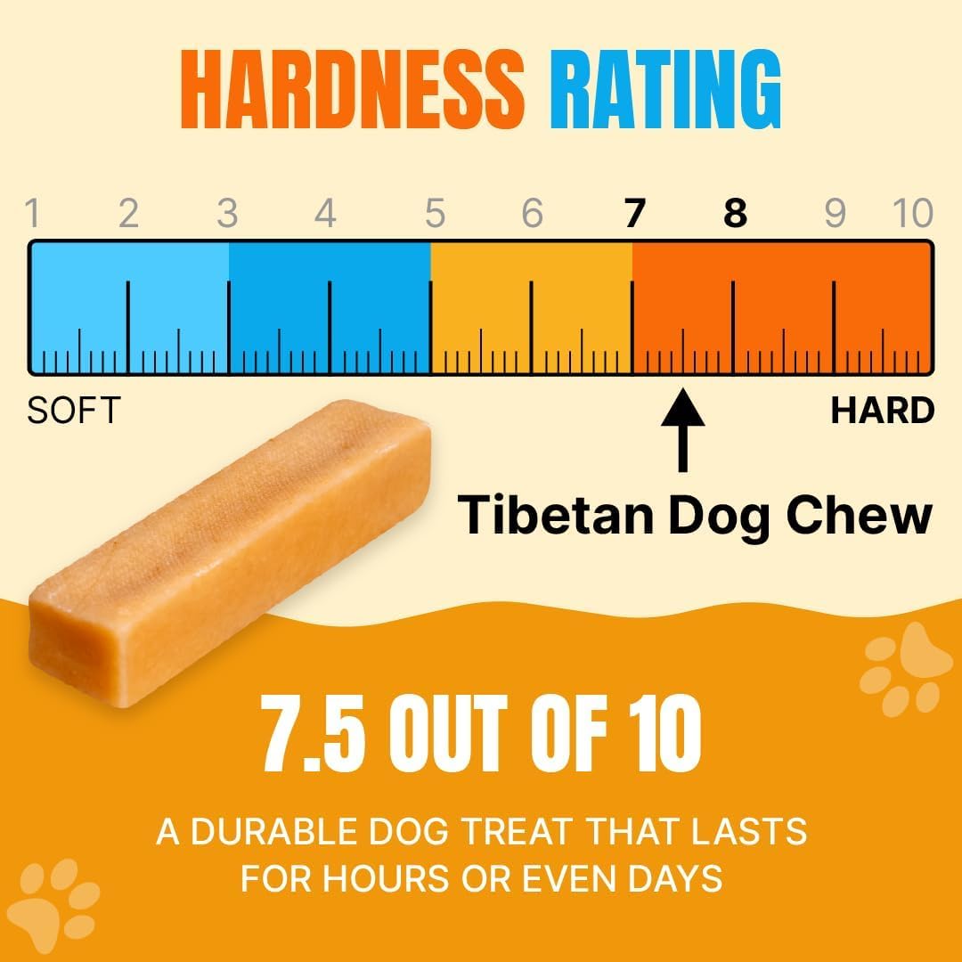 Tibetan Dog Chew Yak Cheese Sticks (18 Medium Chews) - Natural Handmade Treats for Medium Dogs, Long-Lasting, Easy to Digest, No Additives, Rawhide, Grains or Gluten, Perfect for Aggressive Chewers