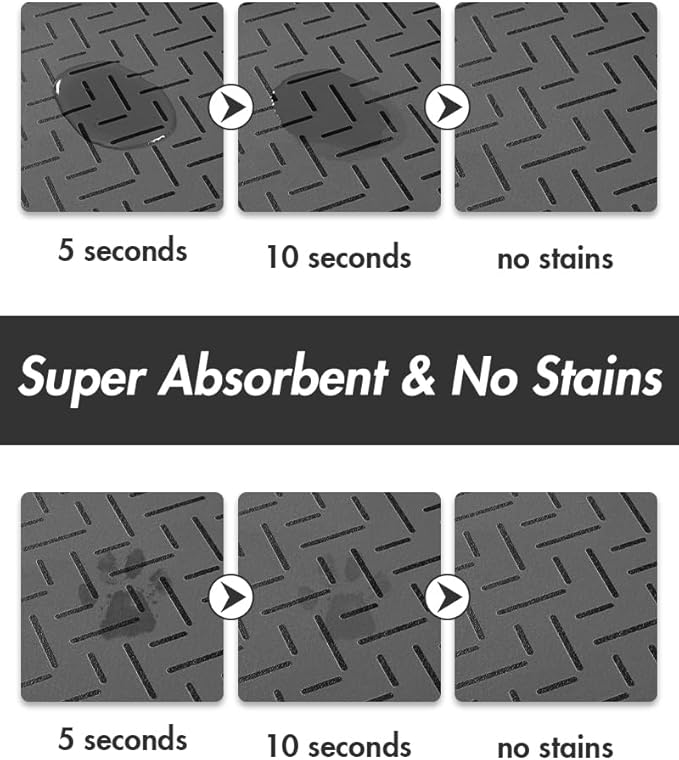 MontVoo-Absorbent Pet Feeding Mat-No Stains Quick Dry Dog Mat for Food and Water Bowl-Rubber Backing Dispenser Mat Accessories Supplies-Dog Bowl Messy Drinkers,Dark Grey