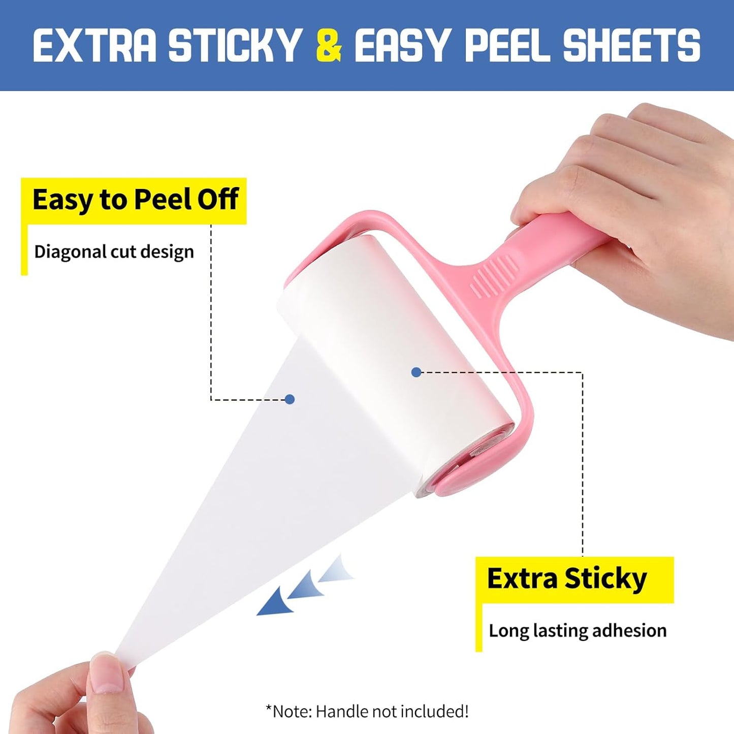 Extra Sticky Lint Roller Refills 6 Pack (720 Sheets) fit 3.8"-4" Standard Size Lint Roller Sticker with Inner Diameter at 1.5" for Pet Hair, Clothes, Furniture, Cars, No Handle Included