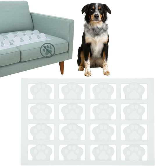 Made in The USA (Love Seat) Clear Humane Scat Mat to Keep Dogs Off Couch & Dog Counter Surfing Deterrent - Pain Free Pet Furniture Protector Solution for Indoor (4 Sheets)