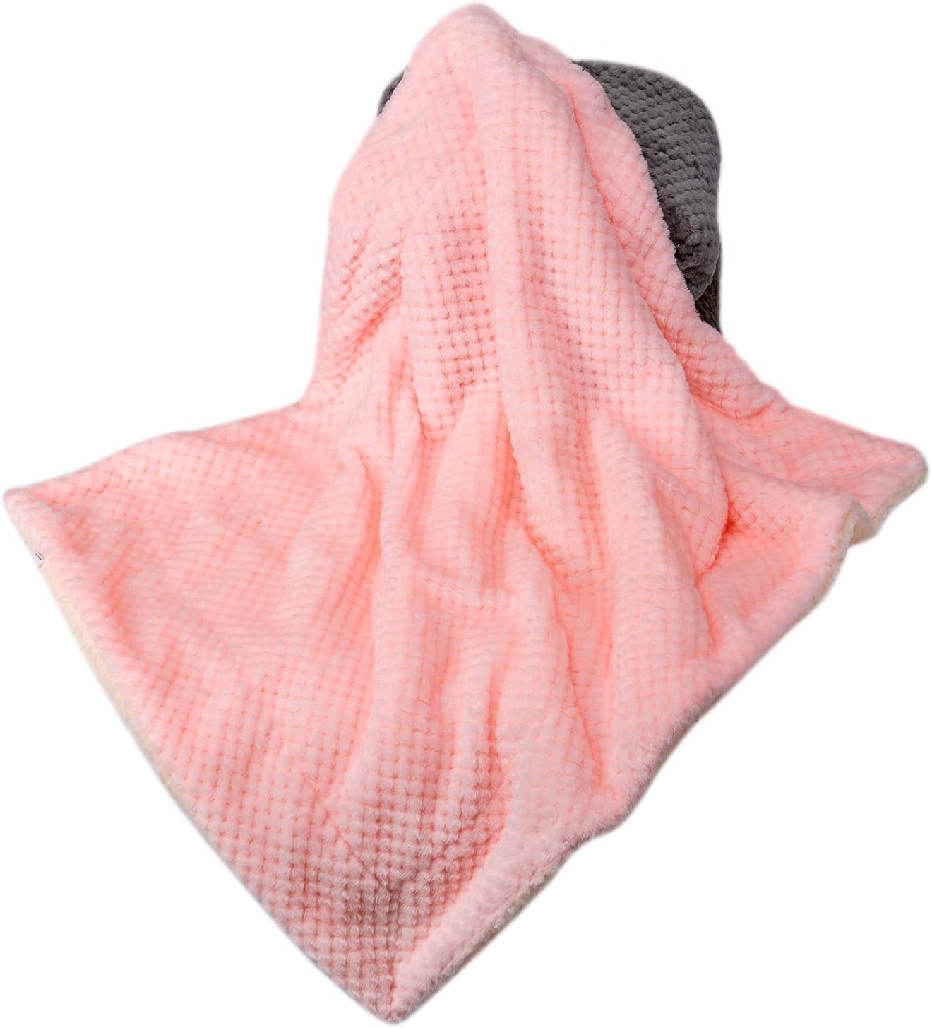 DW Plush Fleece Receiving Blanket for Dog, Cat, Pet - Warm & Soft, Couch, Sofa, Travel & Outdoor, Camping (24" x 32"), Baby Pink