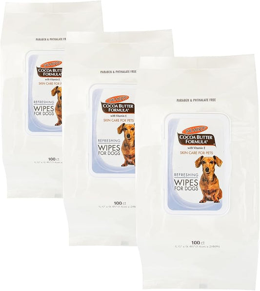 Palmer's for Pets Gentle Refreshing Wipes for Puppies - Coconut Oil Puppy Wipe - Pet Grooming Towelettes for Dogs, 100 Count - 3 Pack