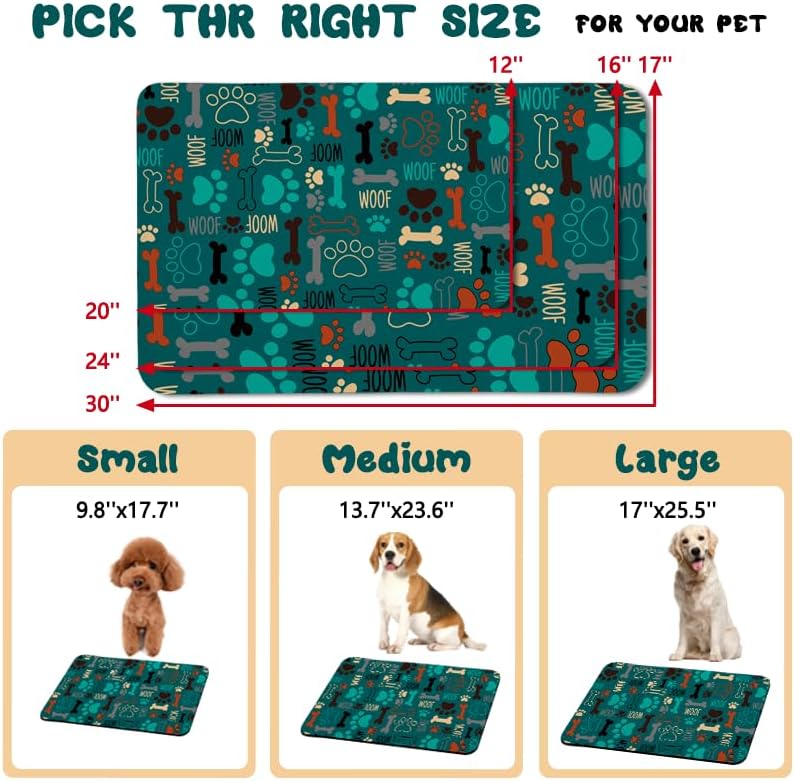 Dog Food Mats for Floors Waterproof, Dog Cat Water Bowl Mats Pet Feeding Absorbent Mat Dog Cat Pet Placemats for Food and Water Green 12 * 20 inch