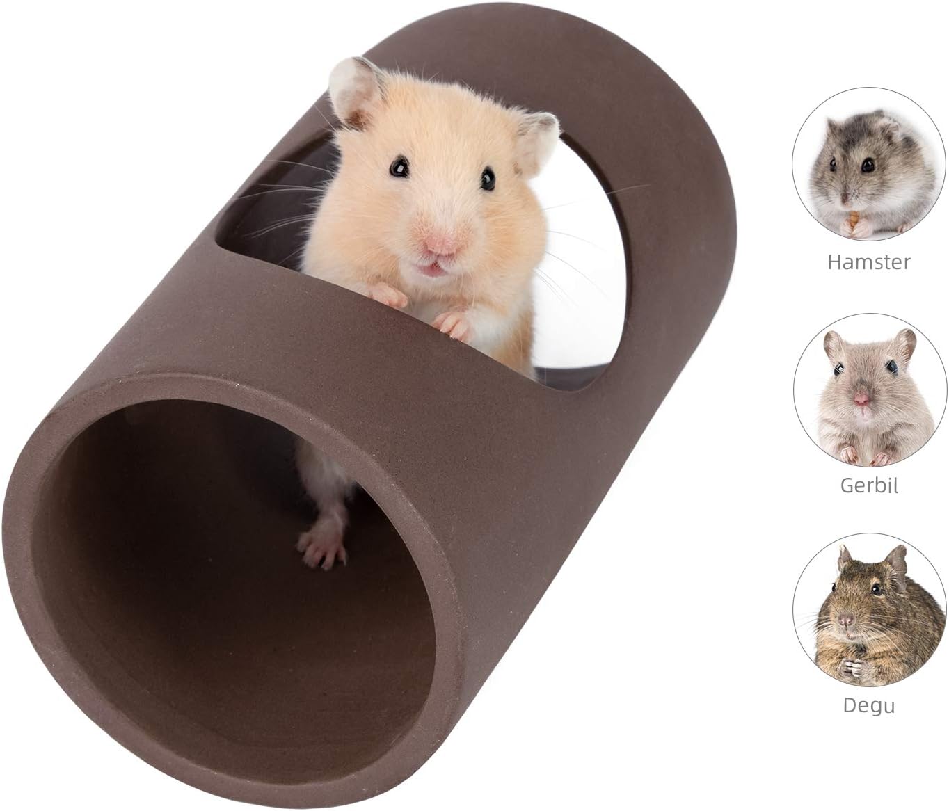 Niteangel Ceramic Hamster Tunnel & Tubes Hideout: for Dwarf Robo Syrian Hamsters Mice Rats or Other Small Animals (Tunnel - Large)