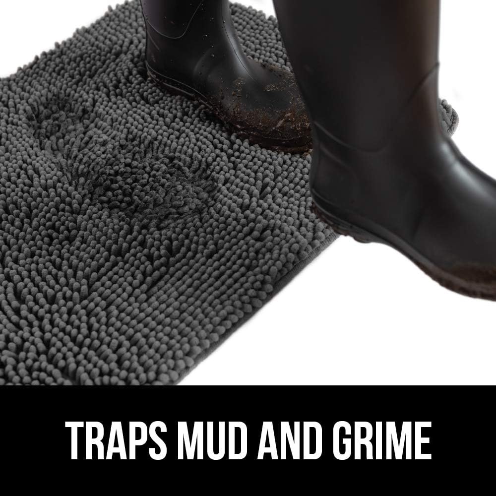 GORILLA GRIP Dog Doormat, Absorbent Doormats for Muddy Dogs Paws, 36x24 Machine Washable Soakstopper Rugs, Cleaner Floors, US Designed Pet Bed Door Mat, Indoor Entrance Pets Rug, Charcoal