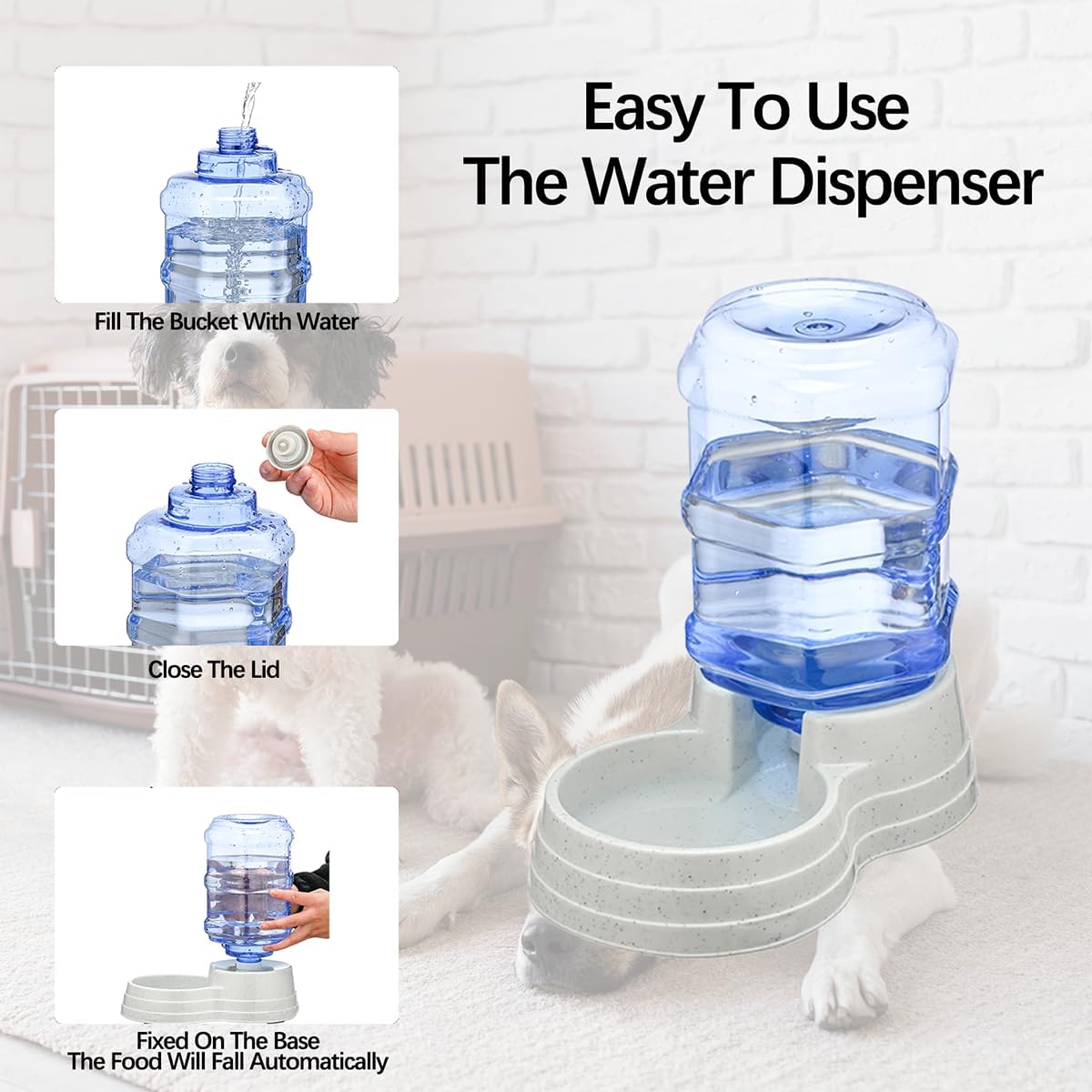 Large Dogs Water Dispenser Station,3 Gallon/11L Gravity Automatic Feeder, Dog Water Bowl Dispenser,Large Size Dog Drinking Fountain