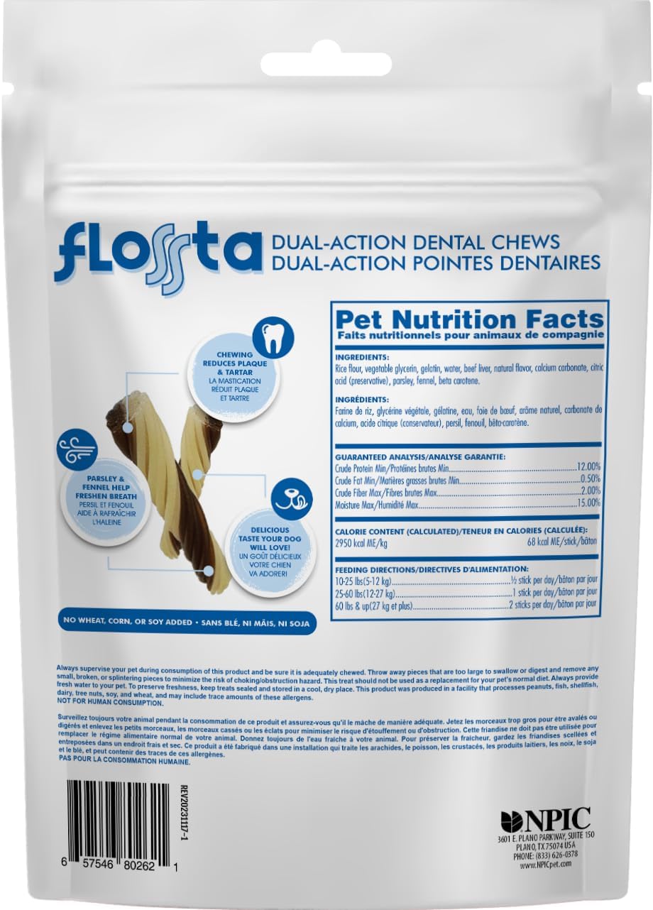 N-Bone FLOSSta Dual Action Dental Chews Beef Liver Flavor, 6.4-oz Bag