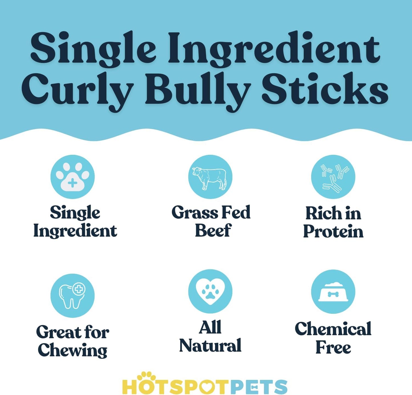 hotspot pets Curly Spring Bully Sticks for Dogs - (12 Pack) Premium All Natural Long Twisted Beef Pizzle Dog Chew Treats - Grain Free Fully Digestible Rawhide Alternative - 6 Inch Stix