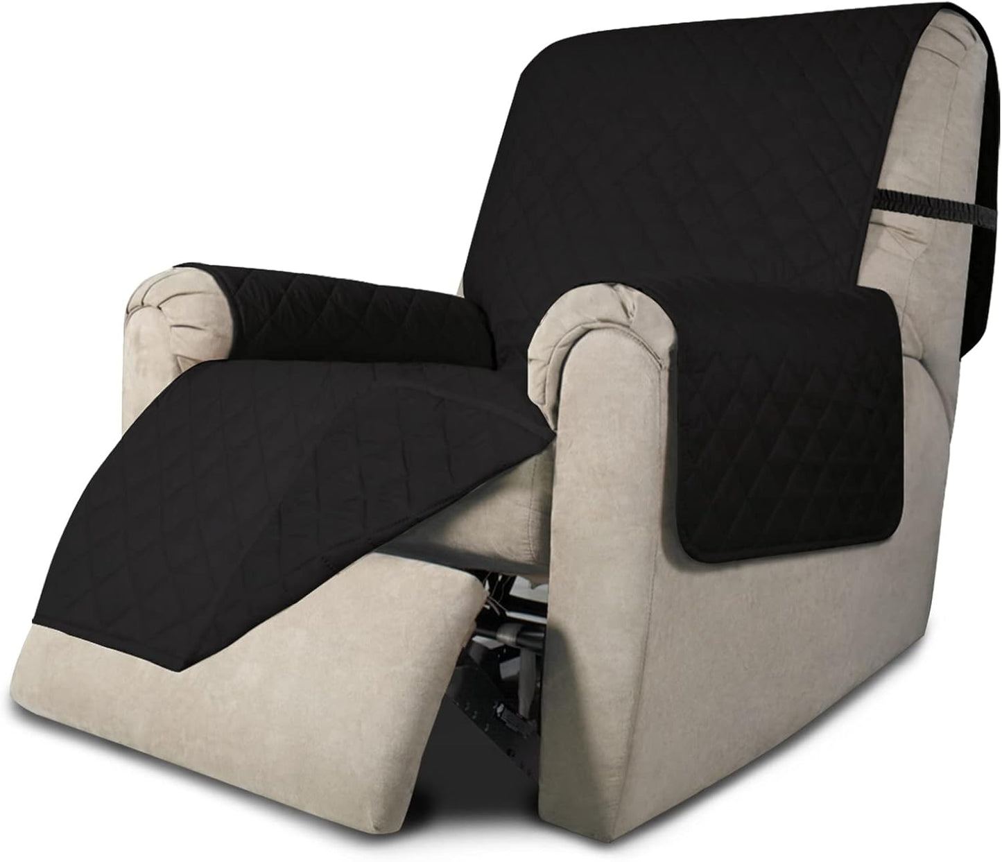 Easy-Going Recliner Chair Slipcover Reversible Sofa Cover Water Resistant Couch Cover Furniture Protector with Elastic Straps for Pets Dog (Recliner 22 inch, Black/Black)