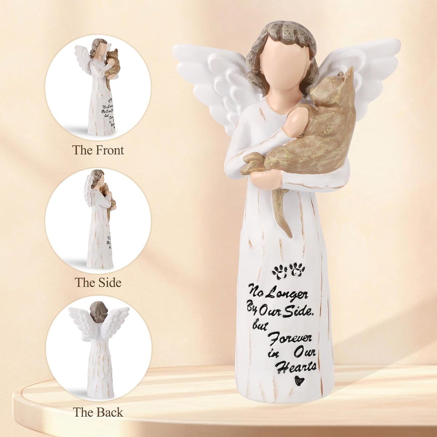 Cat Memorial Gifts, Cat Memorial Gifts for Loss of Cat, Pet Cat Remembrance Gifts, Hand-Painted Collectible Cat Angel Figurine Statue for Cat Lovers in Memory of Their Beloved Cat