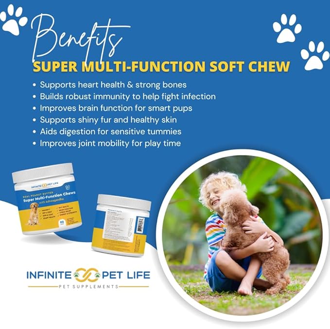 Super Multi-Vitamin Chew with Ashwagandha. Multivitamin for Joint, Skin, Gut, Brain, Bone, Heart & Immune Health - All Natural Ashwagandha, Curcumin, Pumpkin Powder & Vitamin C (90 Chews).