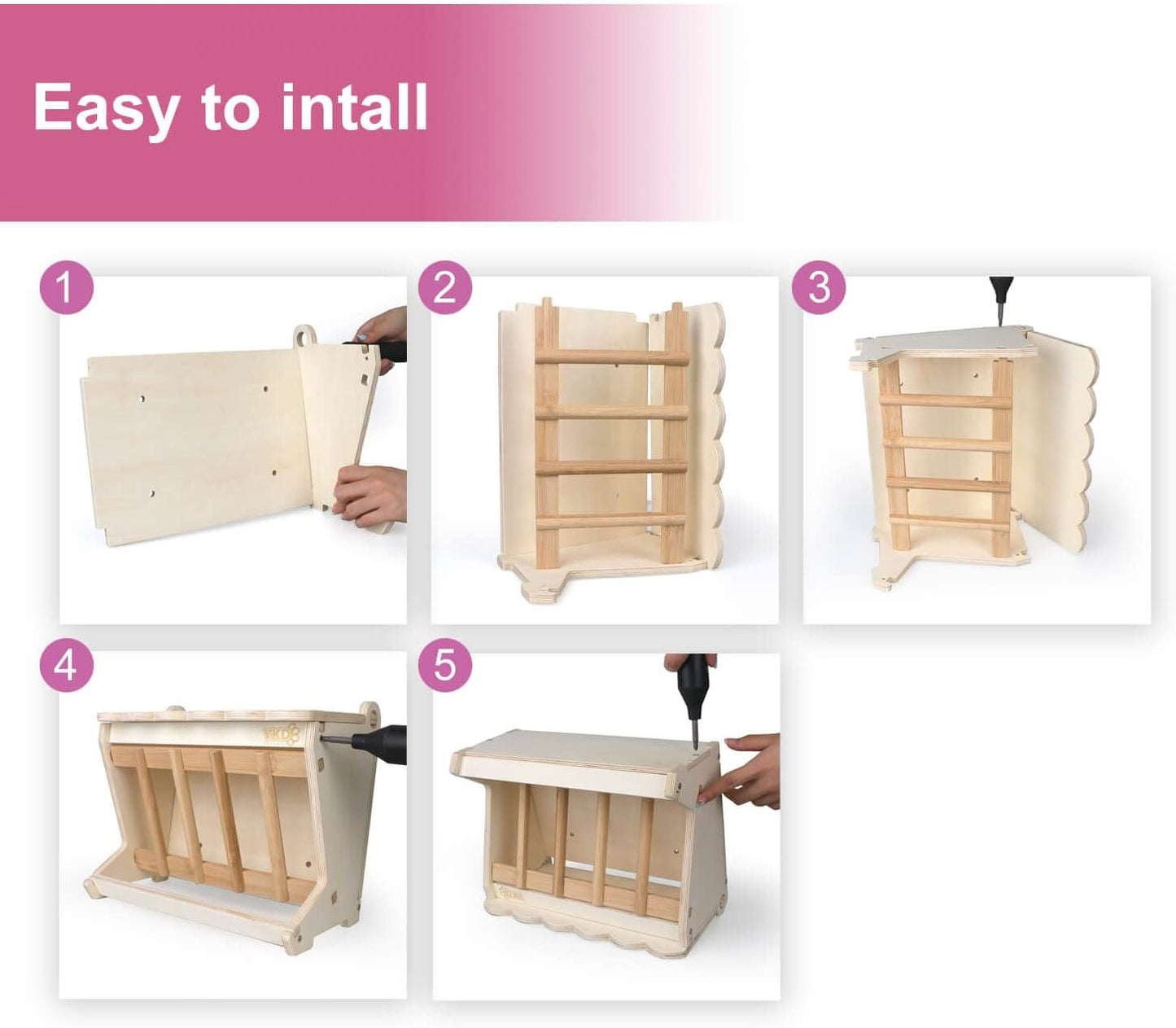 Pet Wooden Hay Feeder for Rabbits, Guinea Pigs, and Chinchillas - Alfalfa Timothy Dispenser, Less Wasted Small Animals Manger (Hanging Large)