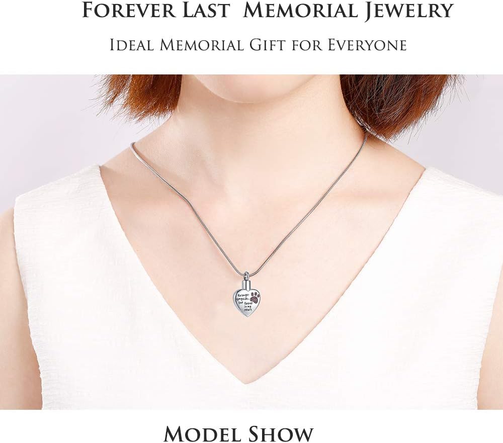 Cremation Jewelry for Ashes for Dog Cat Waterproof Pet Memorial Urn Pendant Necklace for Ashes