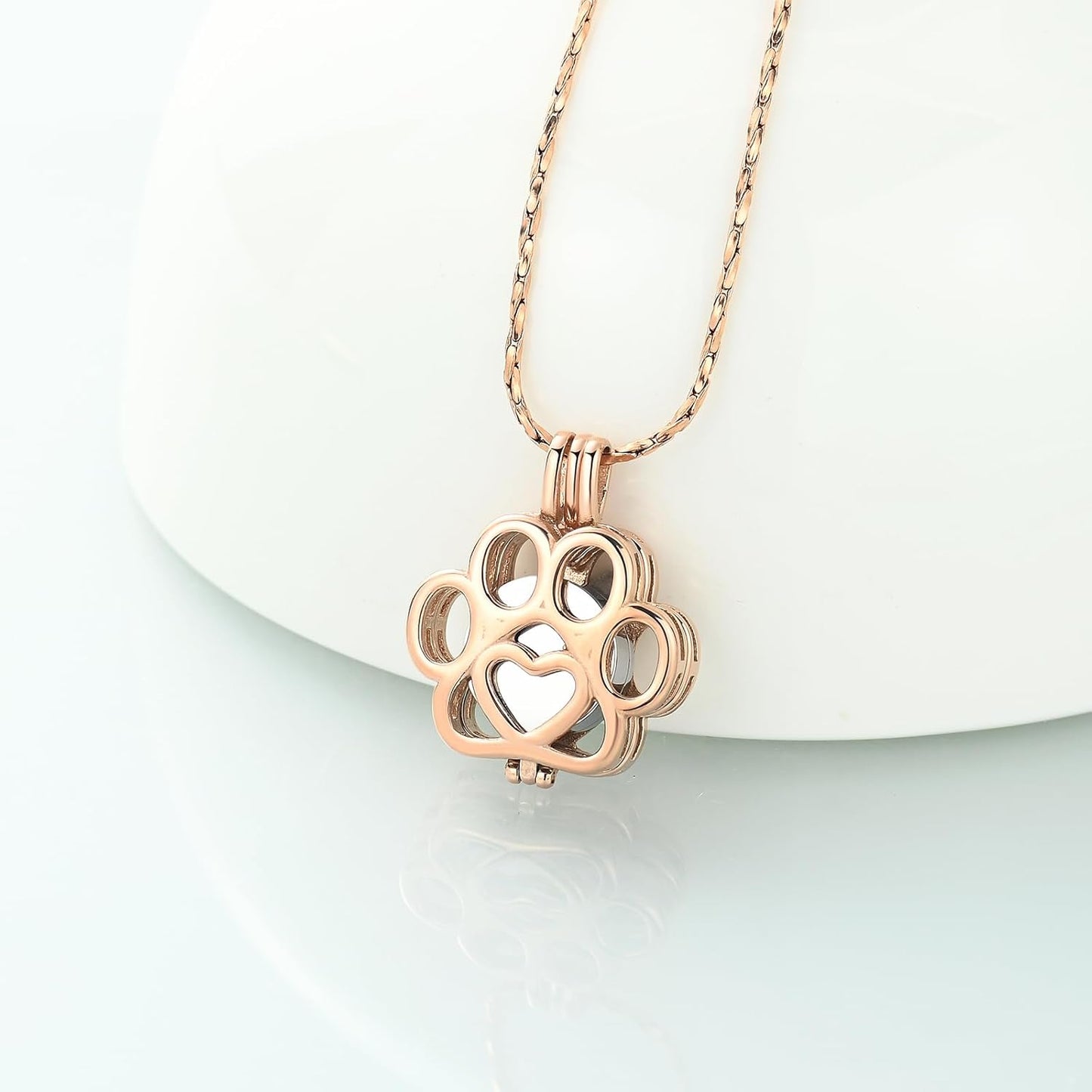 Imrsanl Pet Ashes Necklace Cremation Jewelry for Cat Dog Ashes Pendant Paw Print Urn Necklace for Women Men Keepsake Jewelry for Memorial Locket