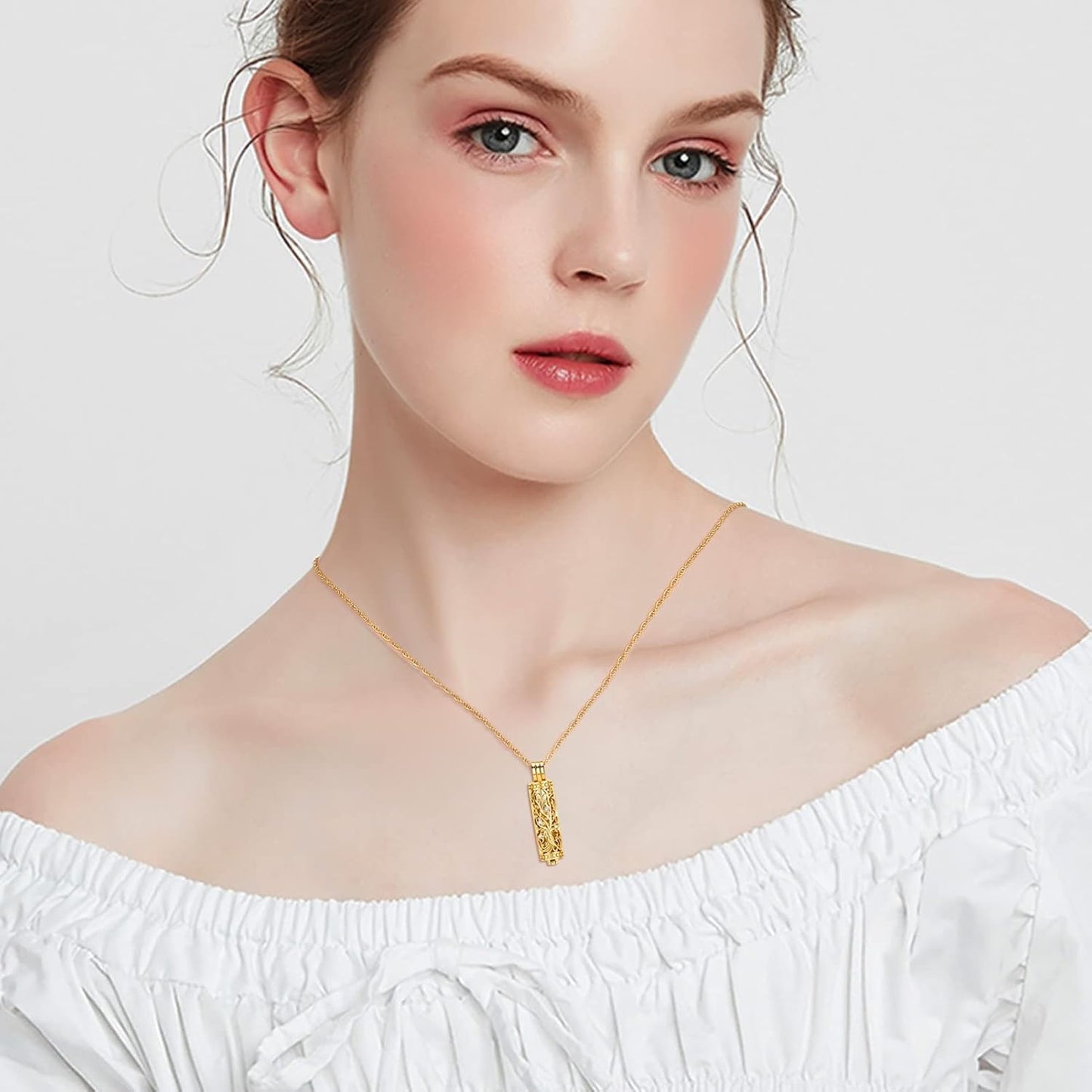 shajwo Cylinder Cremation Jewelry Tree of Life Urn Ashes Necklace for Women Men Vial Cremation Ash Pendant Loved One Memorial Jewelry