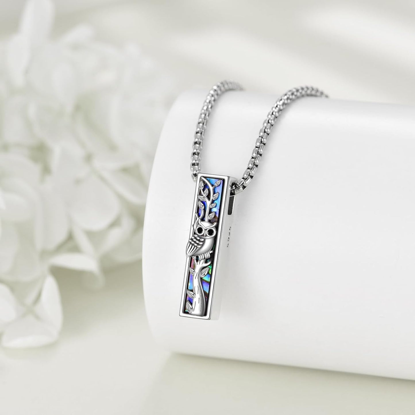 Urn Necklaces for Ashes Sterling Silver 3D Vertical Bar Memorial Pendant for Loved Ones Keepsake Cremation Jewelry Gifts for Women Men