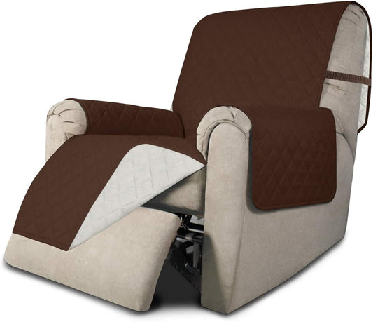 Easy-Going Recliner Sofa Slipcover Reversible Sofa Cover Water Resistant Couch Cover Furniture Protector with Elastic Straps for Pets Kids Children Dog Cat (Recliner, Coffee/Ivory)