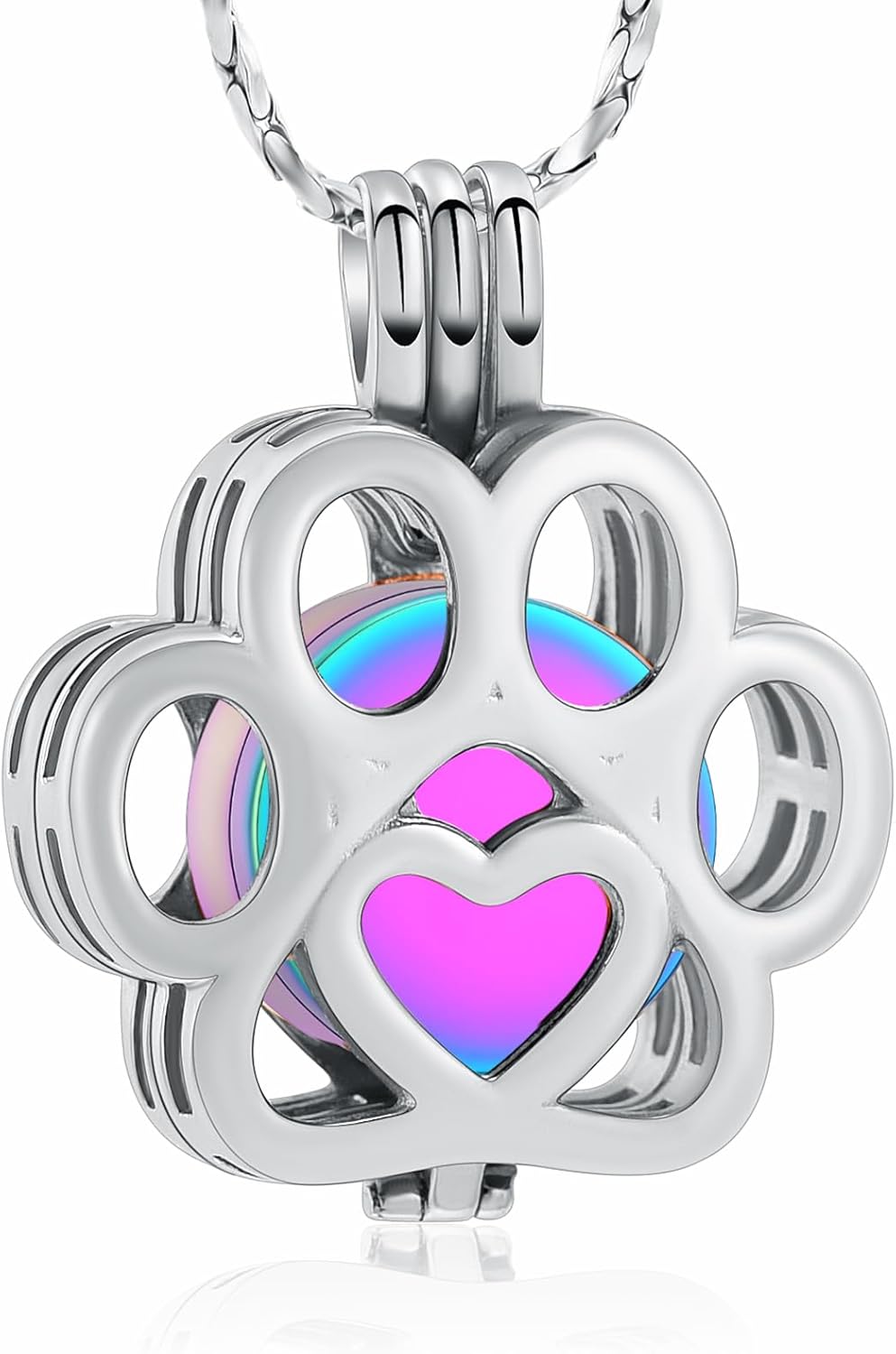 Imrsanl Pet Ashes Necklace Cremation Jewelry for Cat Dog Ashes Pendant Paw Print Urn Necklace for Women Men Keepsake Jewelry for Memorial Locket