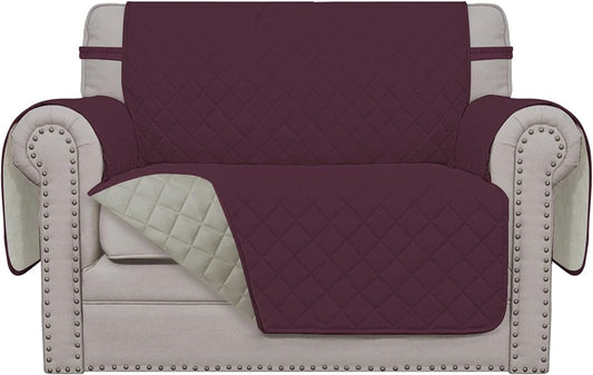 Easy-Going Oversized Chair Sofa Slipcover Reversible Sofa Cover Water Resistant Couch Cover Furniture Protector Cover with Elastic Straps for Pets Dog (Oversized Chair, Wine/Beige)