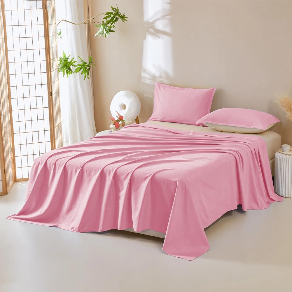 DUJUIKE Waterproof Bed Cover for Dog and Cats,Pet Hair Resistant Bed Sheet Cover, Protective Bed Liner Cover with 100% Waterproof Breathable Thin Fabric (Pink, Twin 63 * 90 inch)