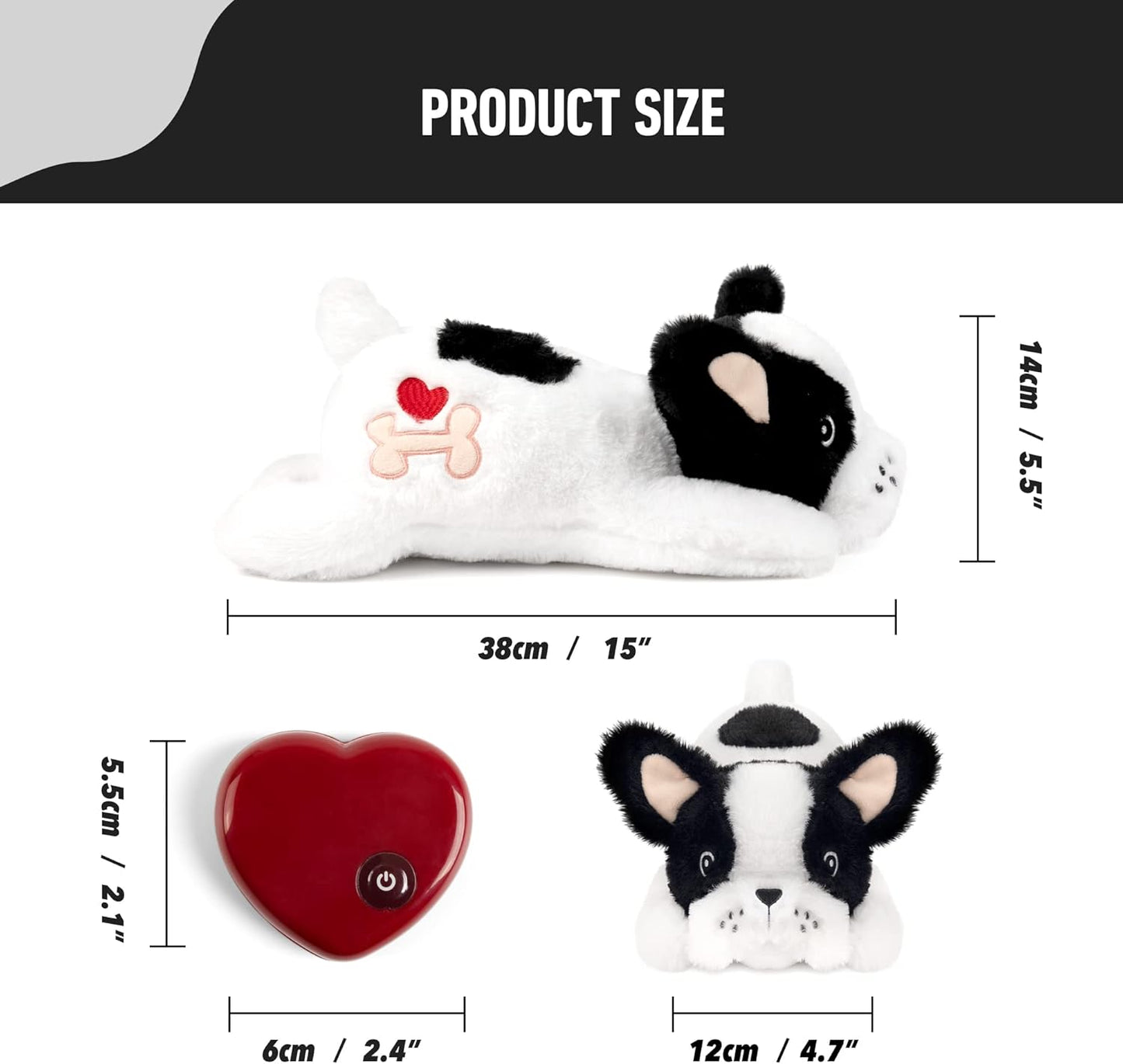 Pet Prime Heartbeat Dog Toy for Puppy - with Warmer Bag Separation Anxiety Toys for Pet Soft Sleep Aid Toy Stuffed Animal Bulldog
