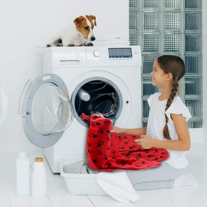 Comsmart Dog Blankets for Small Dogs, 6 Pack Puppy Blanket Cute Paw Print Pet Blanket for Dog, Puppy, Cat, Kitten, 39x35 inches, Red