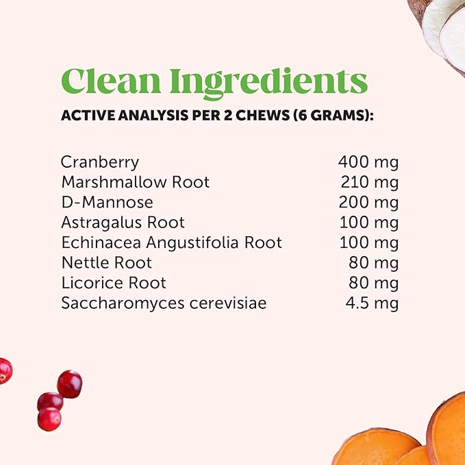 Cranberry Bladder Health for Dogs – Contains Active Ingredients - Cranberry & D-Mannose to Help Support Dog Urinary Tract Health, Dog Bladder Support, & Kidney Support for Dogs (Bacon)