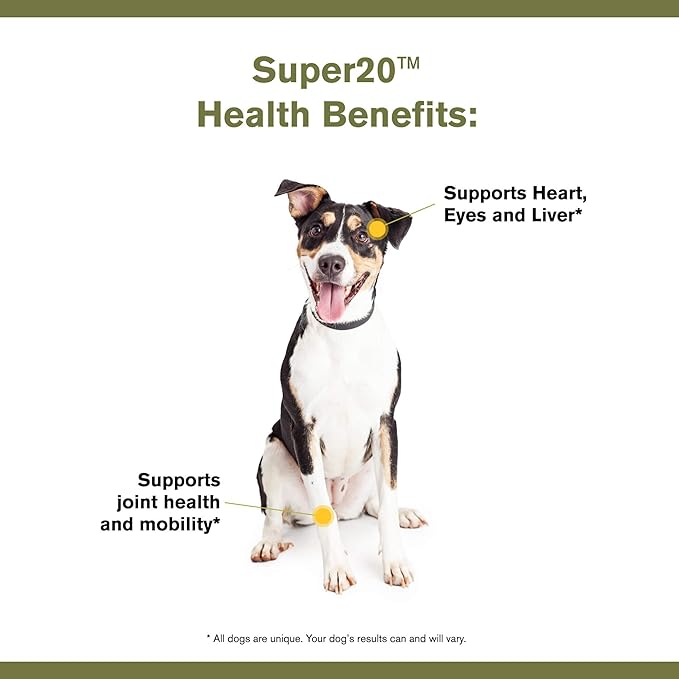 Super20 Canine Supplement Organic Ingredients Multi-Benefit Supplement, Ashwagandha, Help w/Canine Well-Being, Heart, Joint, Vision, Antioxidant Support by Katherine Heigl (30 scoops)