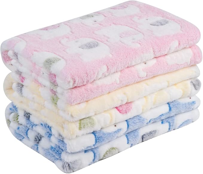Pet Soft 1 Pack 3 Pet Blankets for Dogs - Fluffy Cats Dogs Blanket for Small Medium & Large Dog, Cute Print Pet Throw Puppy Blankets Fleece (Elephant, 3L)