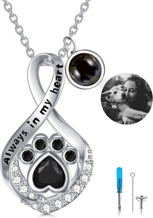 Sterling Silver Pet Urn Necklace for Ashes - Memorial Keepsake for Dog, Cat Pet