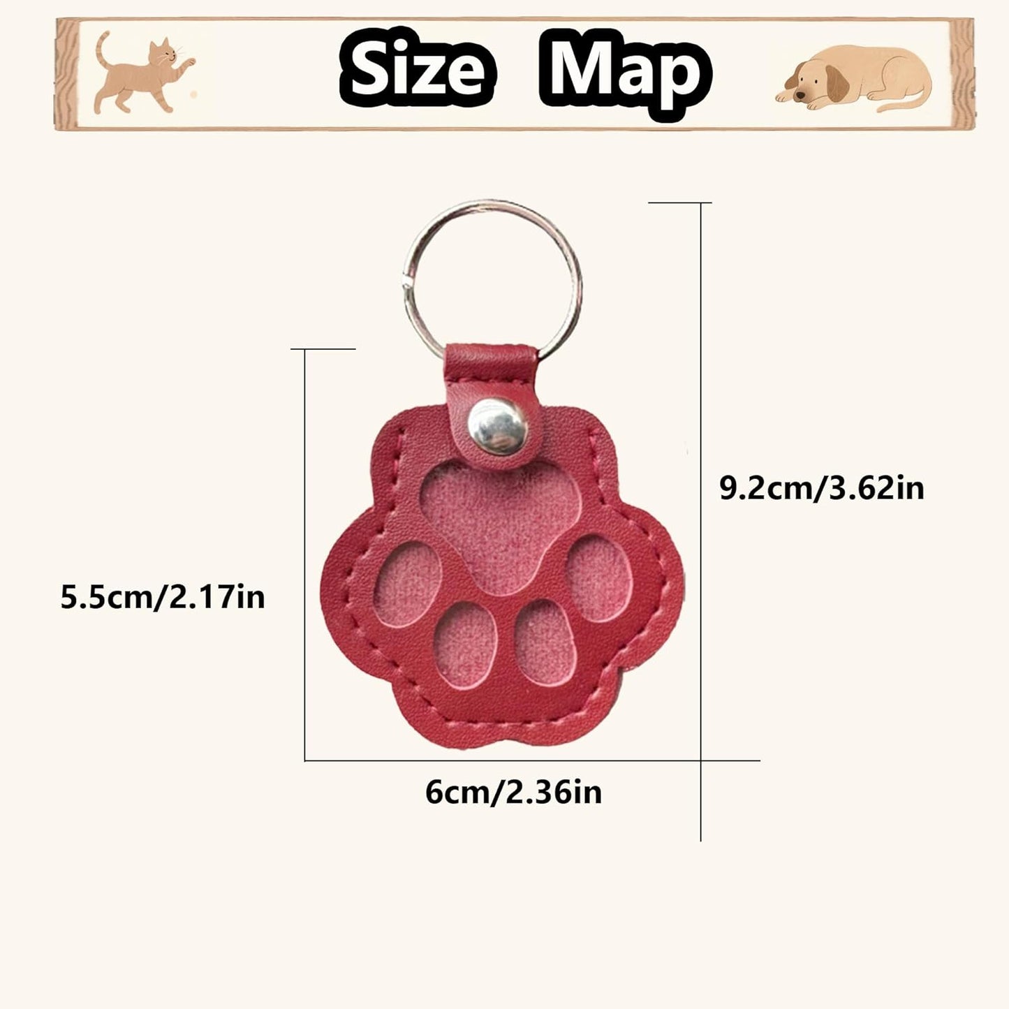 dog fur keepsake keychain cute pet paw shaped leather keychain for dog&cat hair keepsake
