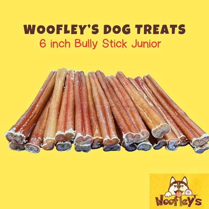 Woofley's 6 Inch Bully Sticks for Small Dogs - (30 Count) - Bully Sticks for Dogs - Long Lasting Bully Stick Dog Chews