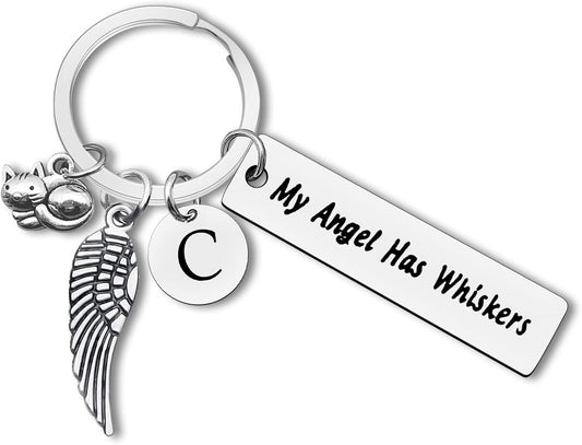 Dabihu Loss of Cat Memorial Keychain Initial Charm Jewelry Sympathy Gifts for Pet Loss in Memory of Cat Gifts for Cat Lovers