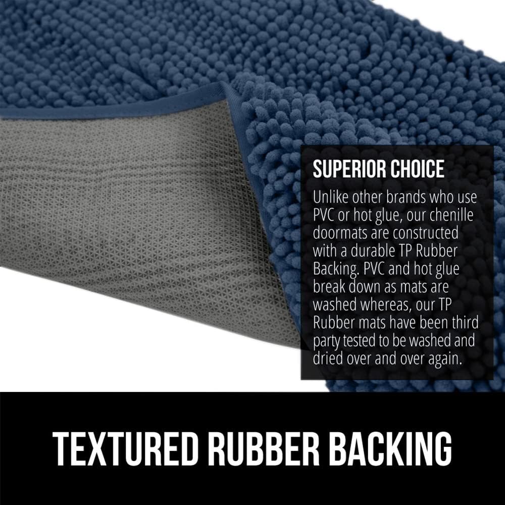 GORILLA GRIP Dog Doormat, Absorbent Doormats for Muddy Dogs Paws, 60x36 Machine Washable Soakstopper Rugs, Cleaner Floors, US Designed Pet Bed Door Mat, Indoor Entrance Pets Rug, Navy Blue