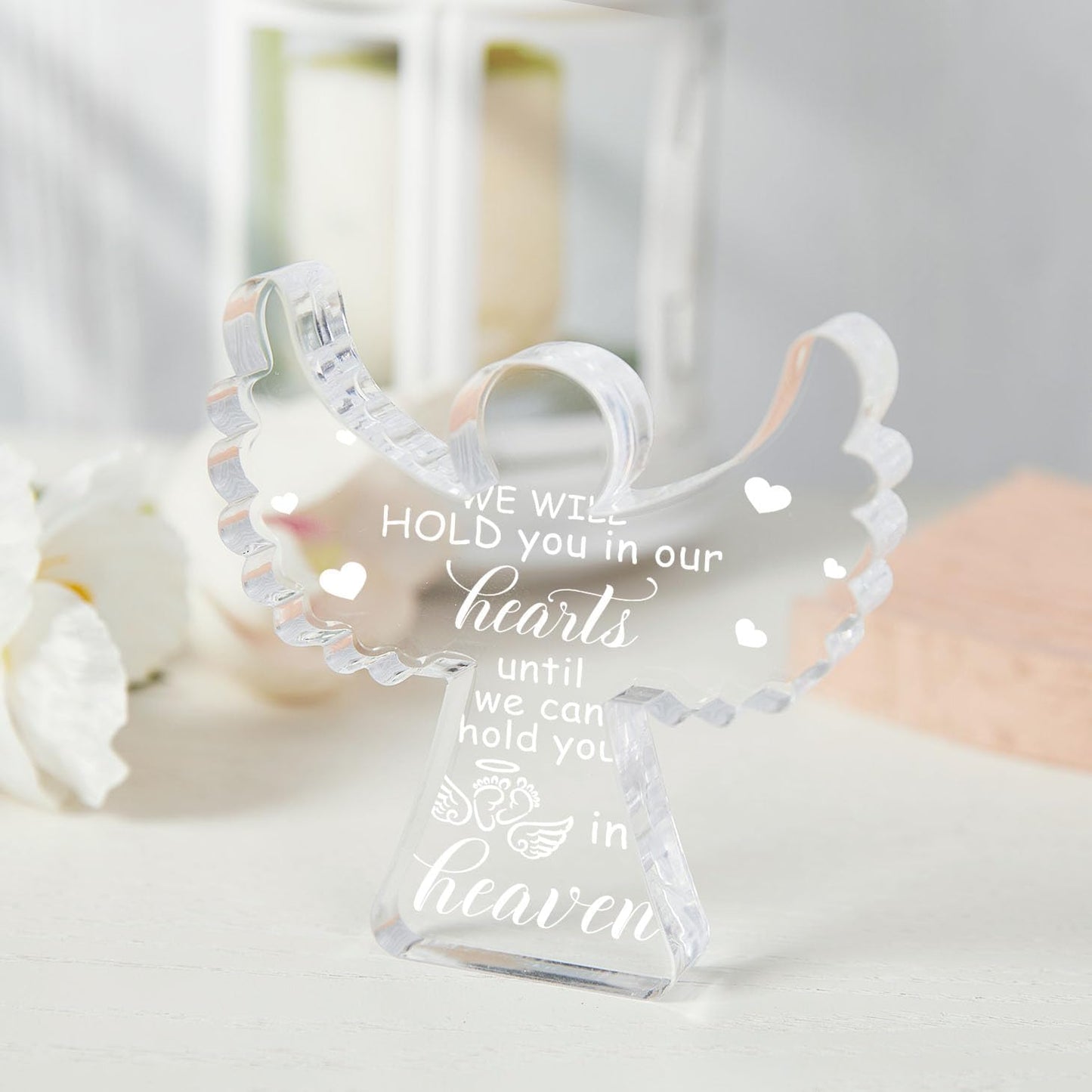 Miscarriage Gifts for Mothers, Remembrance Gift, Sympathy Gifts, Remember Me Grieving Present, Baby Footprint Memorial Angel Acrylic Sign, Infant Loss Sympathy Gift, Funeral in Memory of Loss of Baby