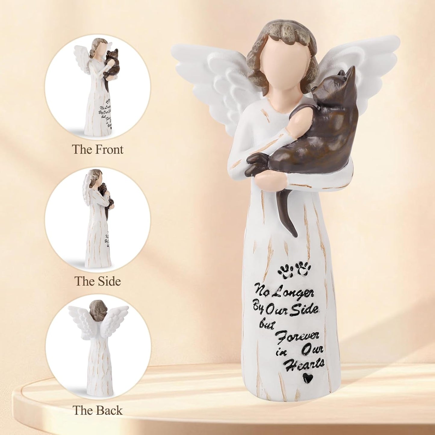 Cat Memorial Gifts for Loss of Cat, Pet Cat Remembrance Gifts, Hand-Painted Collectible Cat Angel Figurine Statue for Cat Lovers in Memory of Their Beloved Cat (Brown Cat, S-Size)