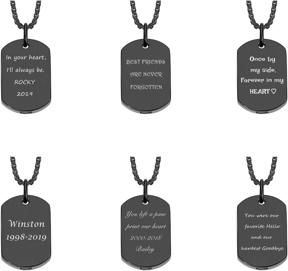 Personalized Master Custom Paw Print Urn Necklace for Ashes Dog Cat Pet Memorial Gift Dog Tag Pendant Keepsake Cremation Jewelry Engraved Name Text