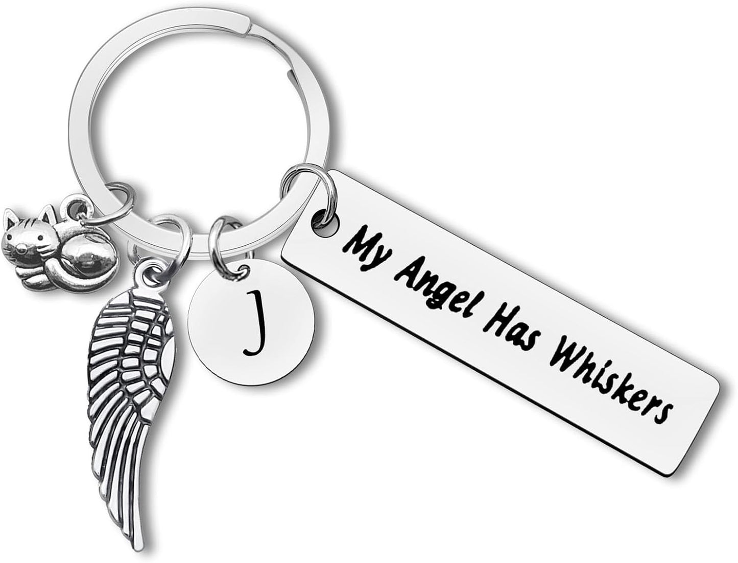 Dabihu Loss of Cat Memorial Keychain Initial Charm Jewelry Sympathy Gifts for Pet Loss in Memory of Cat Gifts for Cat Lovers