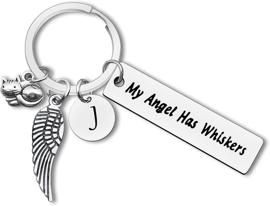 Dabihu Loss of Cat Memorial Keychain Initial Charm Jewelry Sympathy Gifts for Pet Loss in Memory of Cat Gifts for Cat Lovers