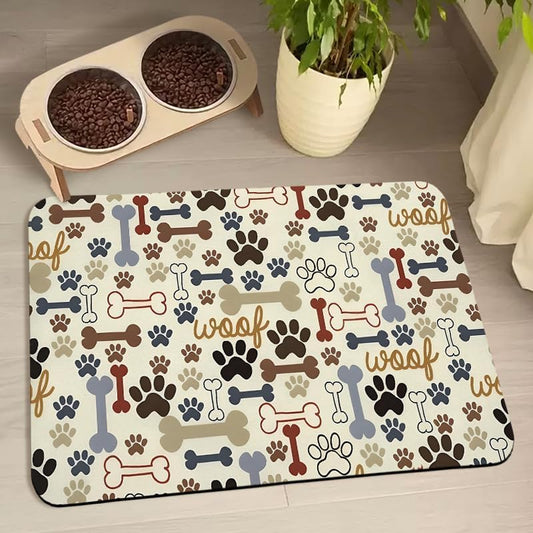 Dog Food Mats for Floors Waterproof, Dog Cat Water Bowl Mats Pet Feeding Absorbent Mat Dog Cat Pet Placemats for Food and Water Beige 12 * 20 inch